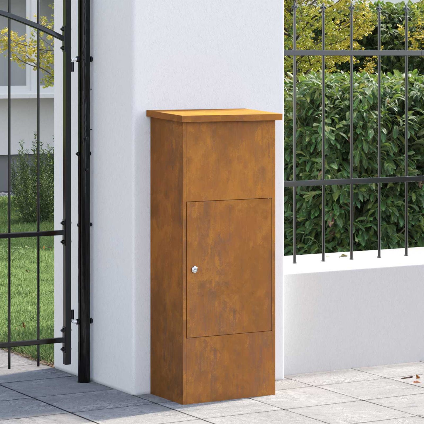 Parcel Drop Box Rusty 44.5 x 29 x 110.5 cm Weathering Steel