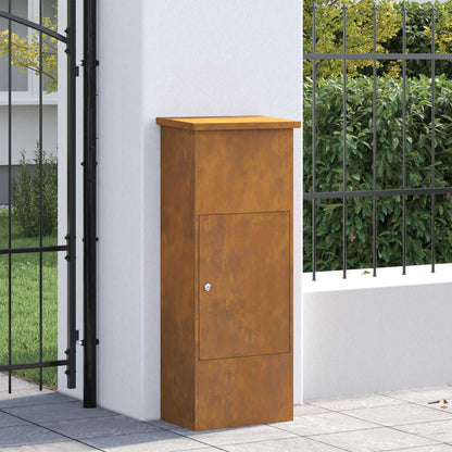 Parcel Drop Box Rusty 44.5 x 29 x 110.5 cm Weathering Steel