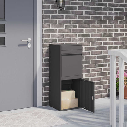 Parcel Drop Box with Storage Black 47.5 x 38 x 59 cm Steel