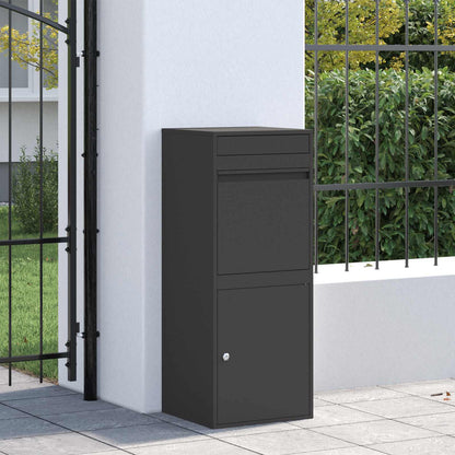 Parcel Drop Box with Storage Black 47.5 x 38 x 59 cm Steel