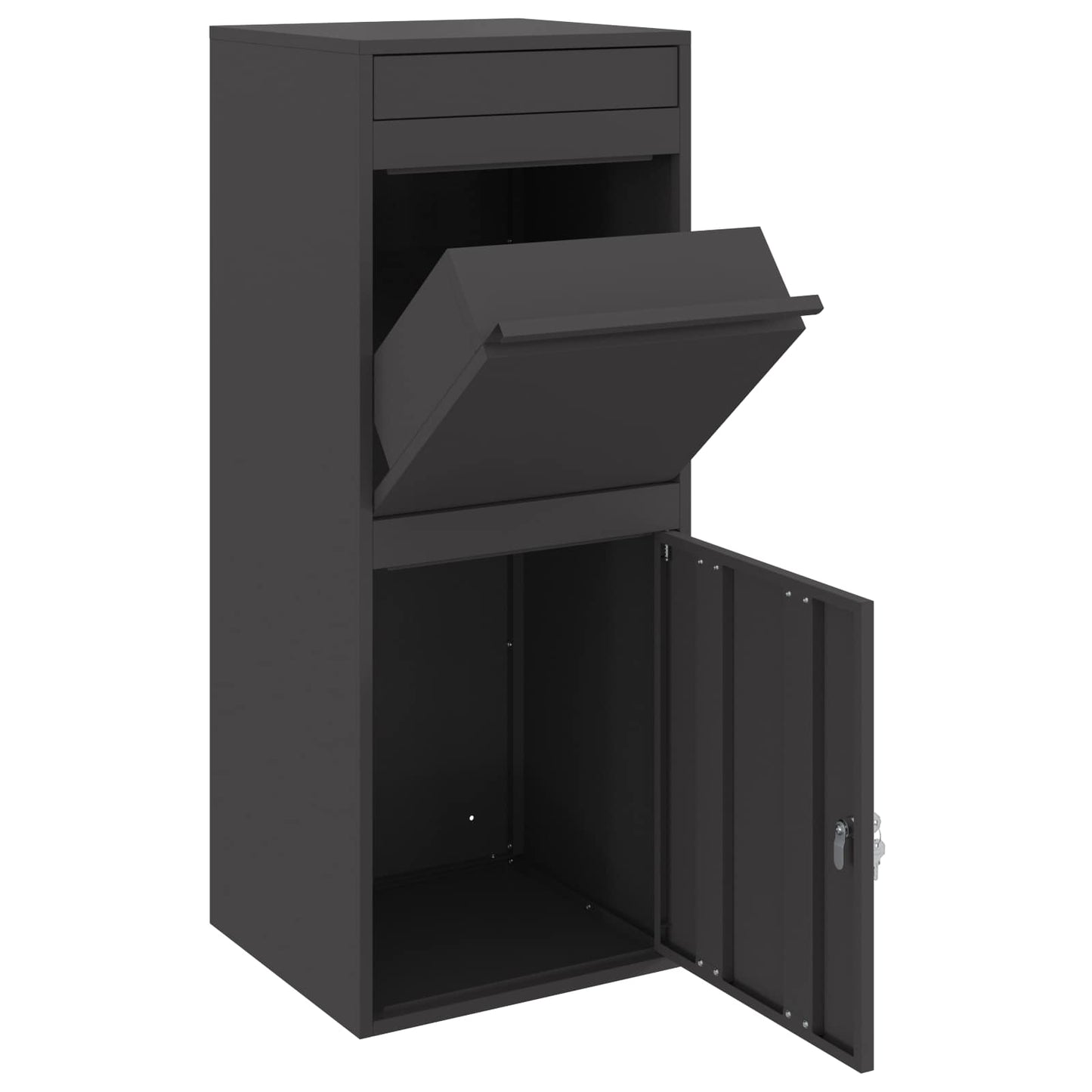 Parcel Drop Box with Storage Black 47.5 x 38 x 59 cm Steel