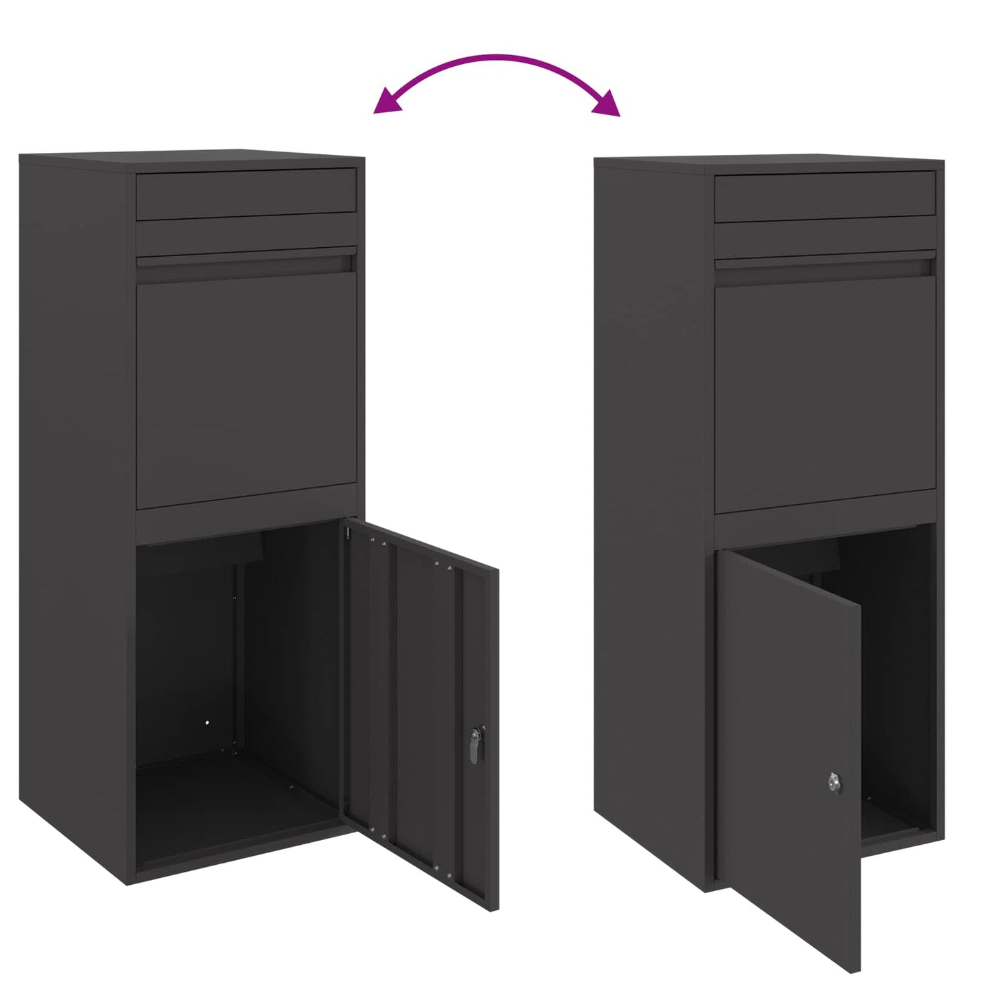 Parcel Drop Box with Storage Black 47.5 x 38 x 59 cm Steel