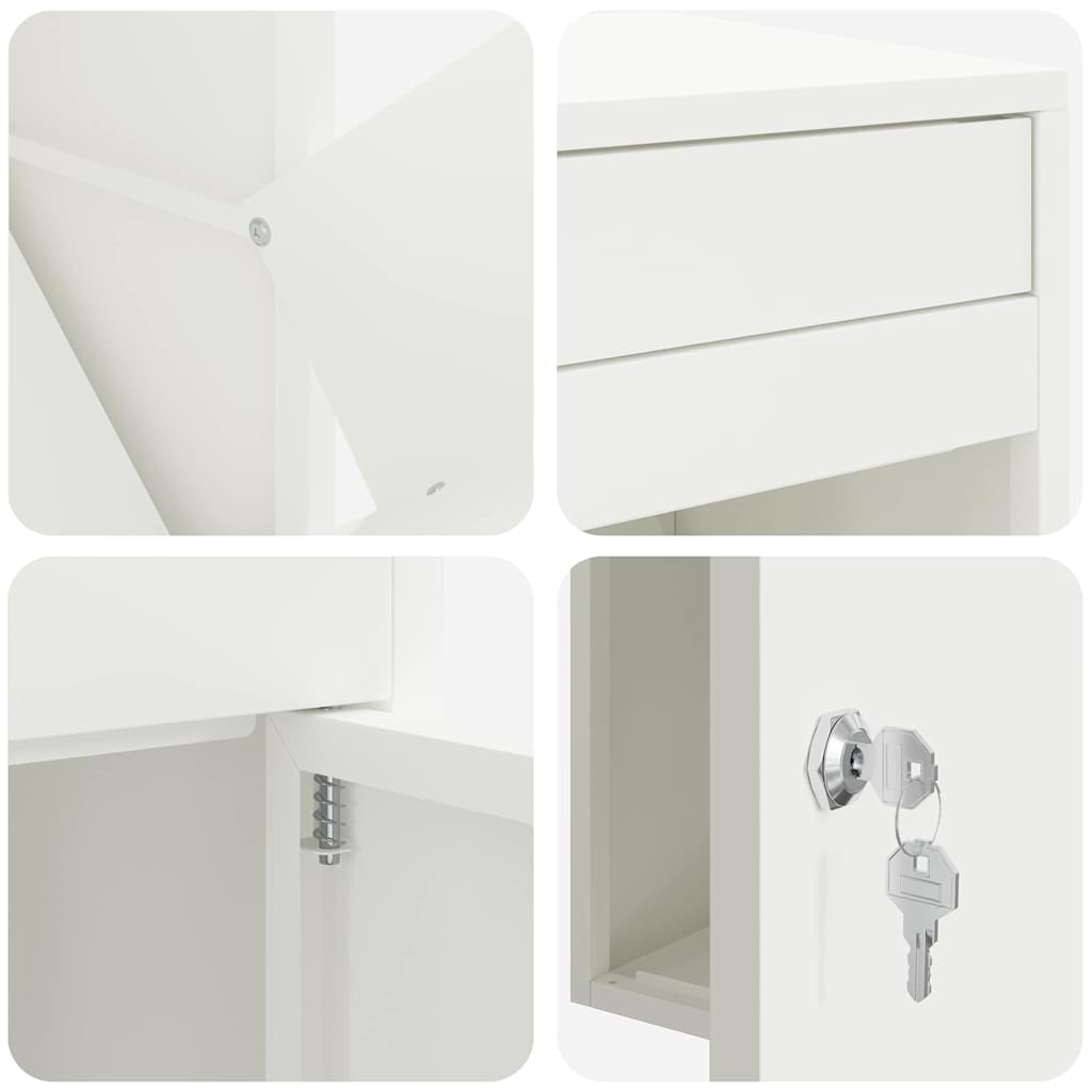 Parcel Drop Box with Storage White 41 x 38 x 103 cm Steel