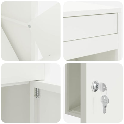 Parcel Drop Box with Storage White 41 x 38 x 103 cm Steel