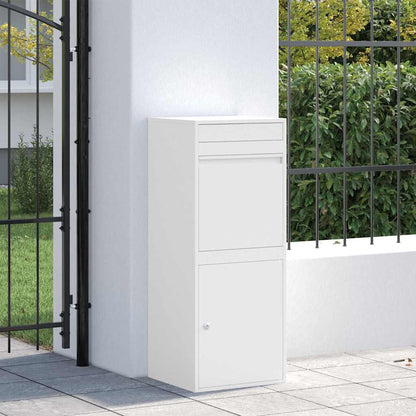 Parcel Drop Box with Storage White 41 x 38 x 103 cm Steel