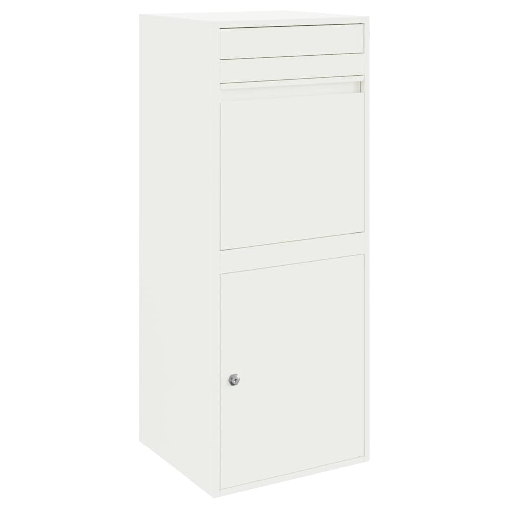 Parcel Drop Box with Storage White 41 x 38 x 103 cm Steel