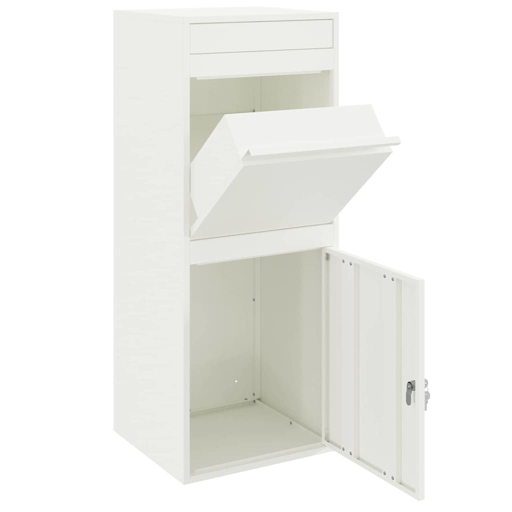 Parcel Drop Box with Storage White 41 x 38 x 103 cm Steel