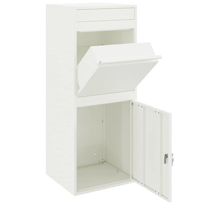 Parcel Drop Box with Storage White 41 x 38 x 103 cm Steel