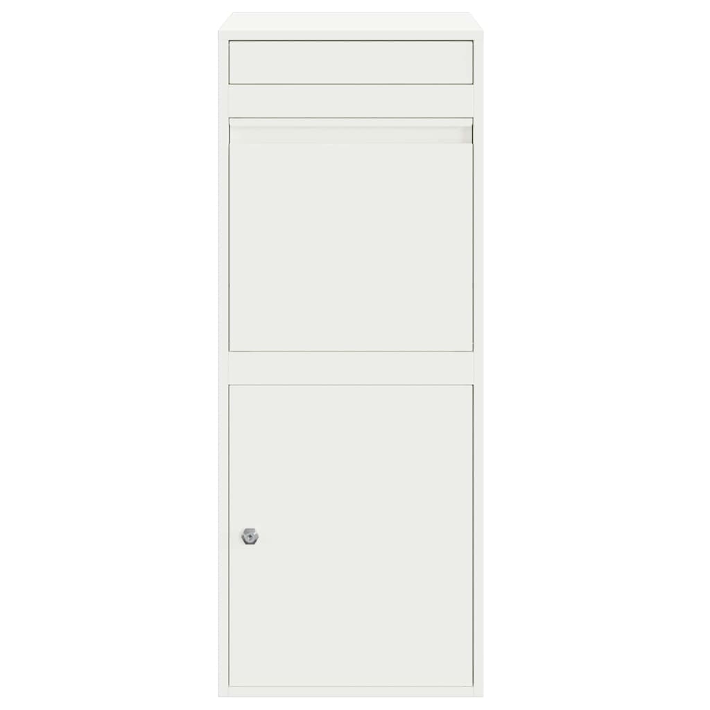 Parcel Drop Box with Storage White 41 x 38 x 103 cm Steel