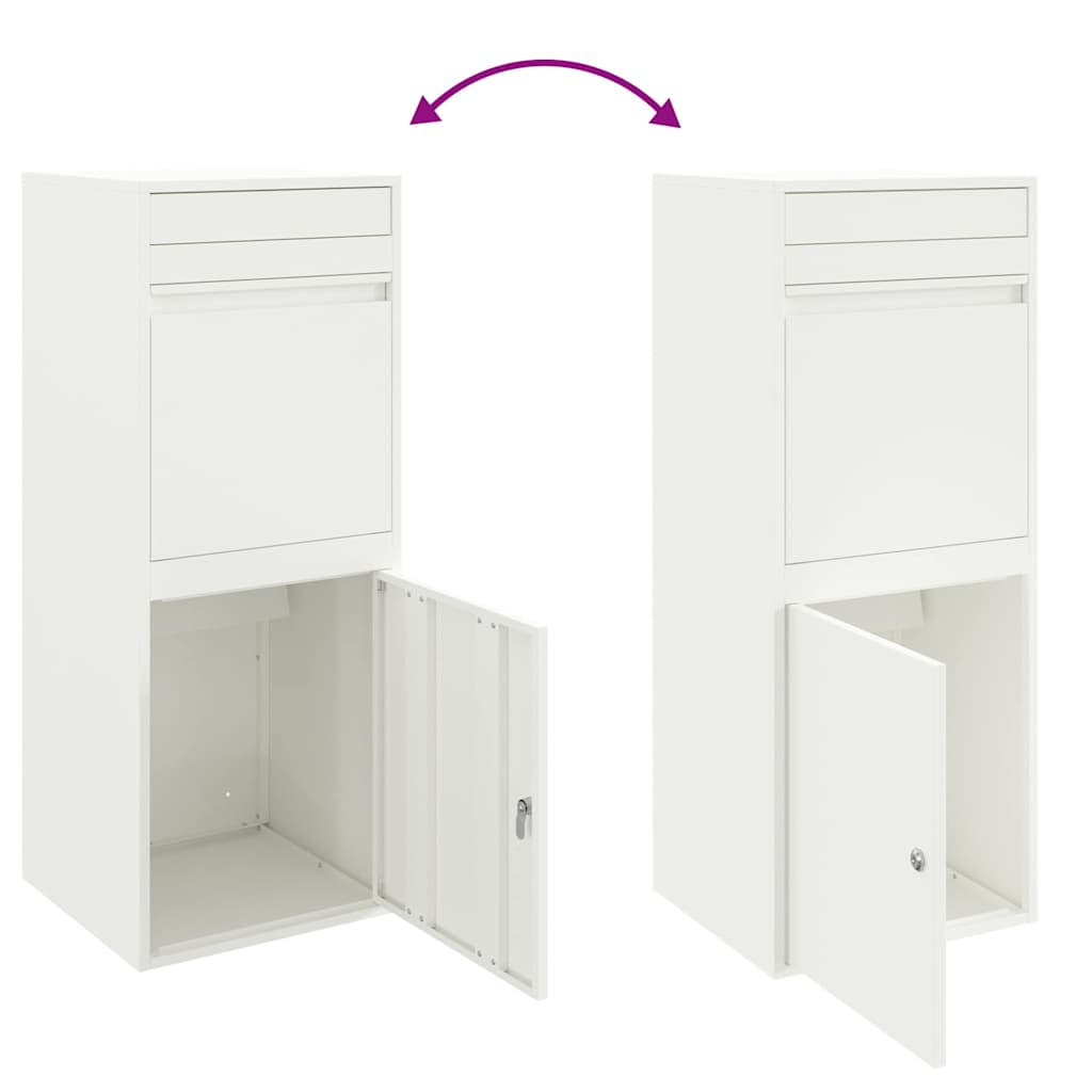Parcel Drop Box with Storage White 41 x 38 x 103 cm Steel