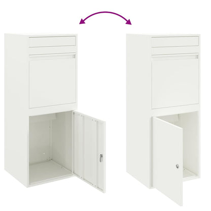 Parcel Drop Box with Storage White 41 x 38 x 103 cm Steel