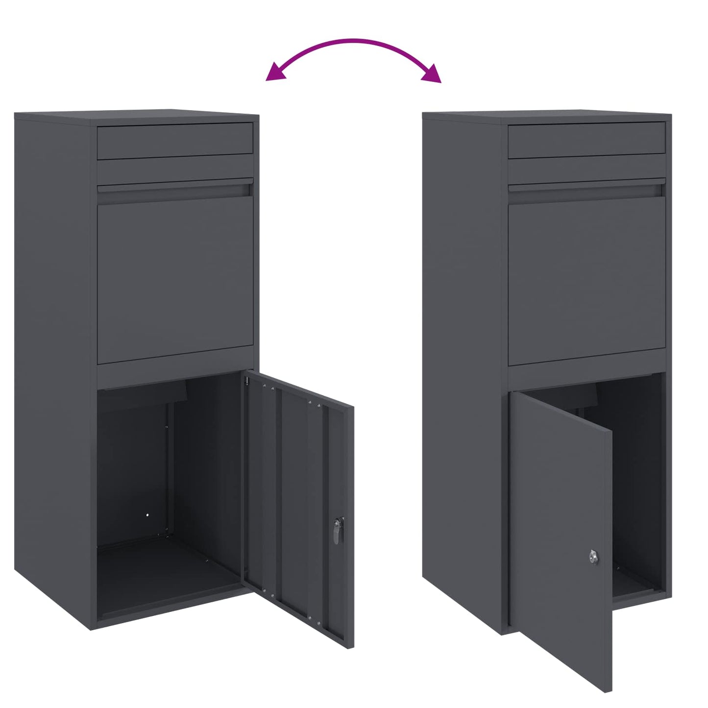 Parcel Drop Box with Storage Anthracite 47.5 x 38 x 59 cm Steel