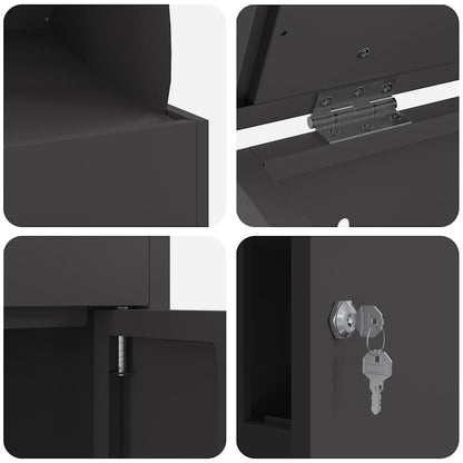 Parcel Drop Box with Storage Black 47.5 x 38 x 59 cm Steel
