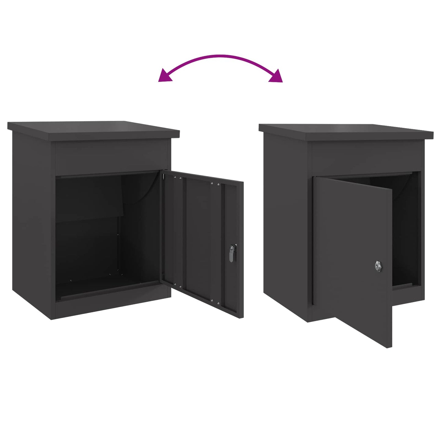 Parcel Drop Box with Storage Black 47.5 x 38 x 59 cm Steel