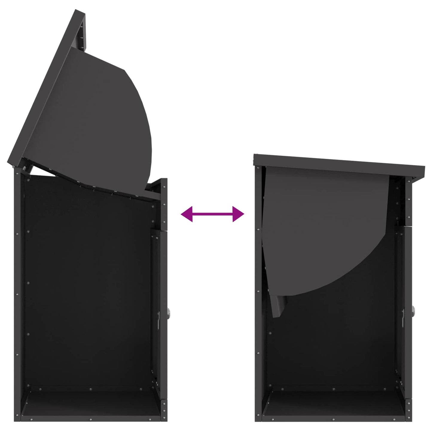 Parcel Drop Box with Storage Black 47.5 x 38 x 59 cm Steel