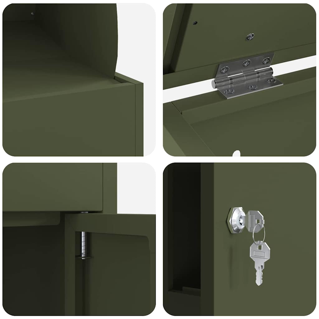 Parcel Drop Box with Door Olive green 47.5 x 38 x 59 cm Steel
