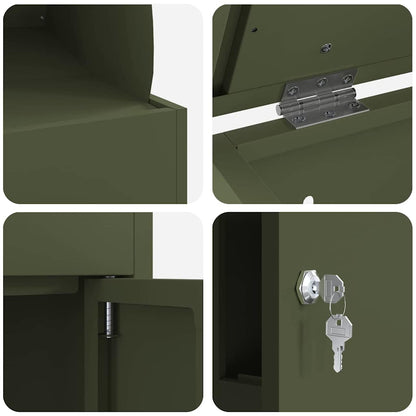 Parcel Drop Box with Door Olive green 47.5 x 38 x 59 cm Steel