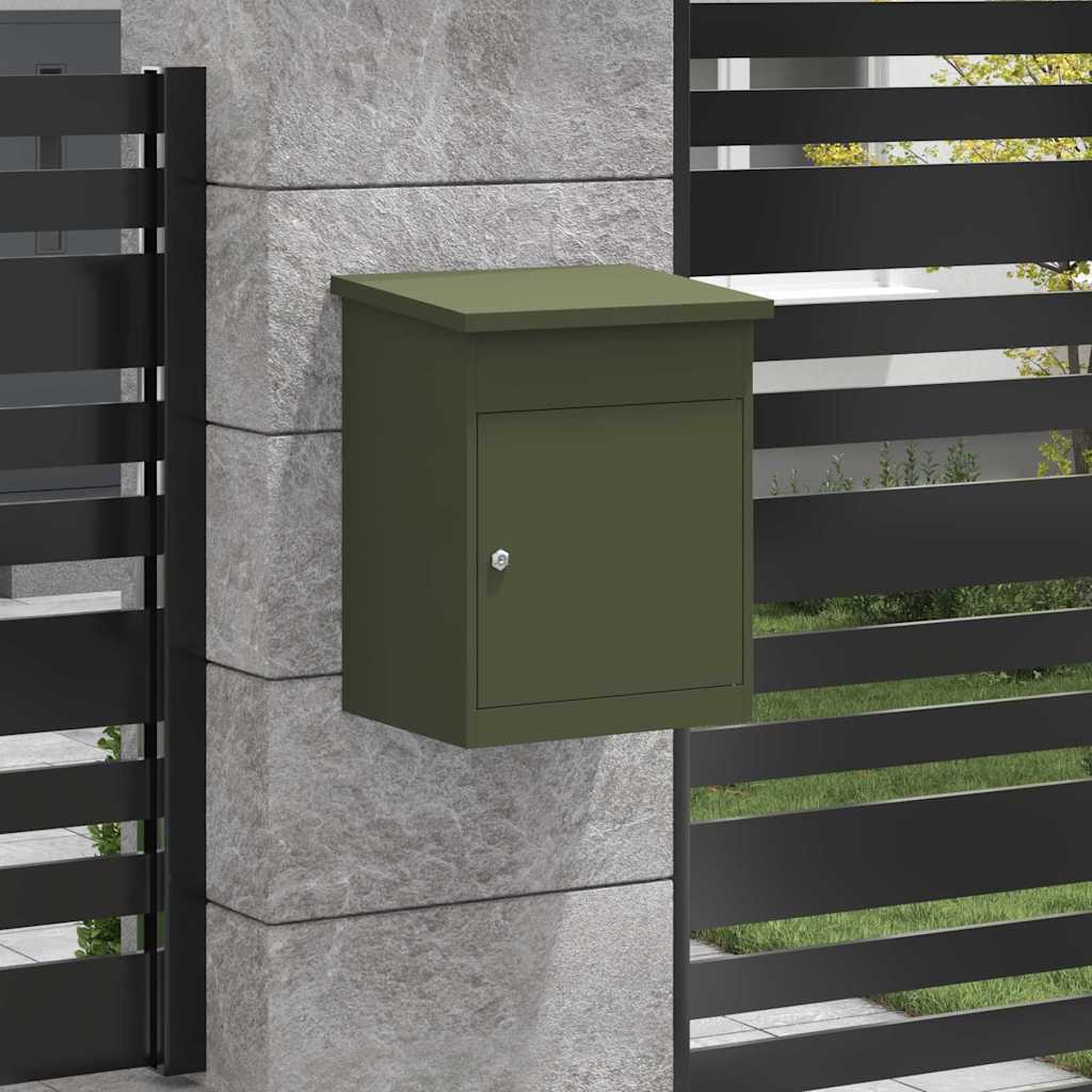 Parcel Drop Box with Door Olive green 47.5 x 38 x 59 cm Steel