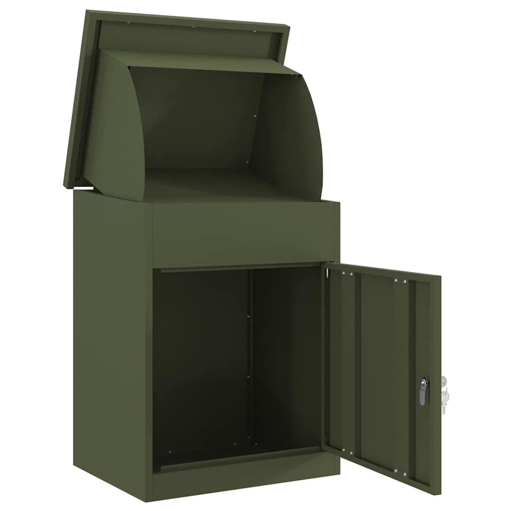 Parcel Drop Box with Door Olive green 47.5 x 38 x 59 cm Steel