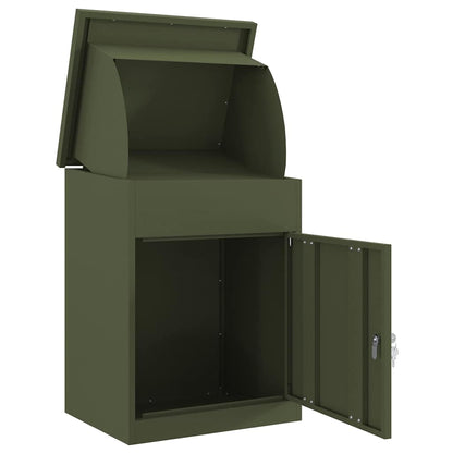 Parcel Drop Box with Door Olive green 47.5 x 38 x 59 cm Steel