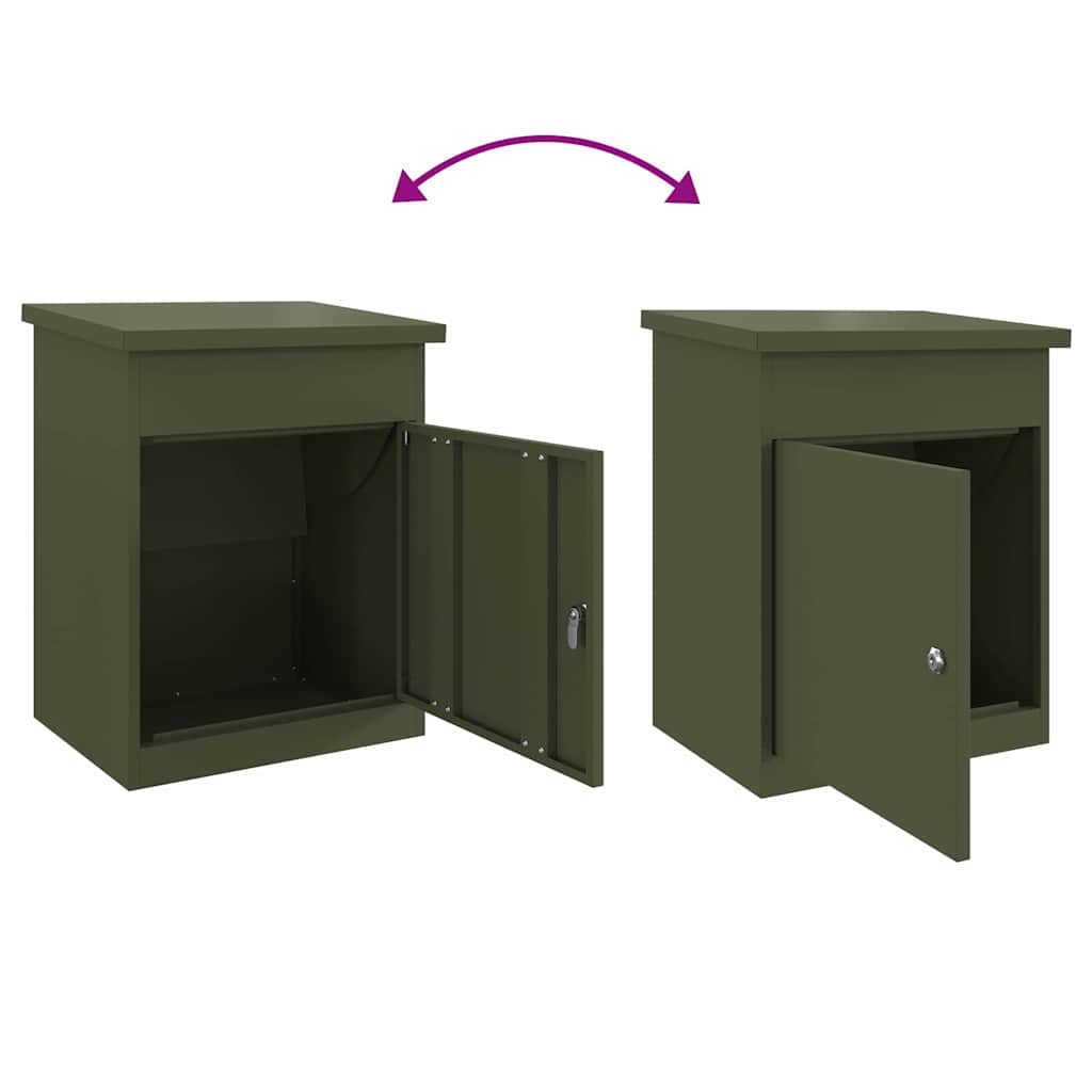 Parcel Drop Box with Door Olive green 47.5 x 38 x 59 cm Steel
