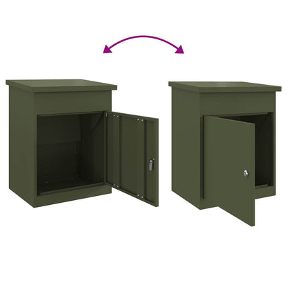 Parcel Drop Box with Door Olive green 47.5 x 38 x 59 cm Steel