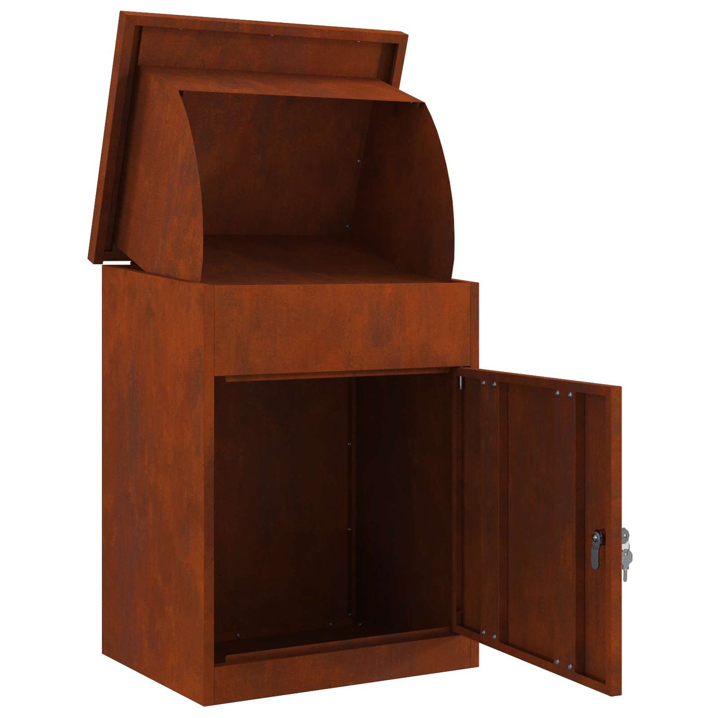 Parcel Drop Box Rusty 47.5 x 38 x 59 cm Weathering Steel
