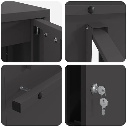 Mailbox with Storage with Door Black 30 x 20 x 55 cm Steel