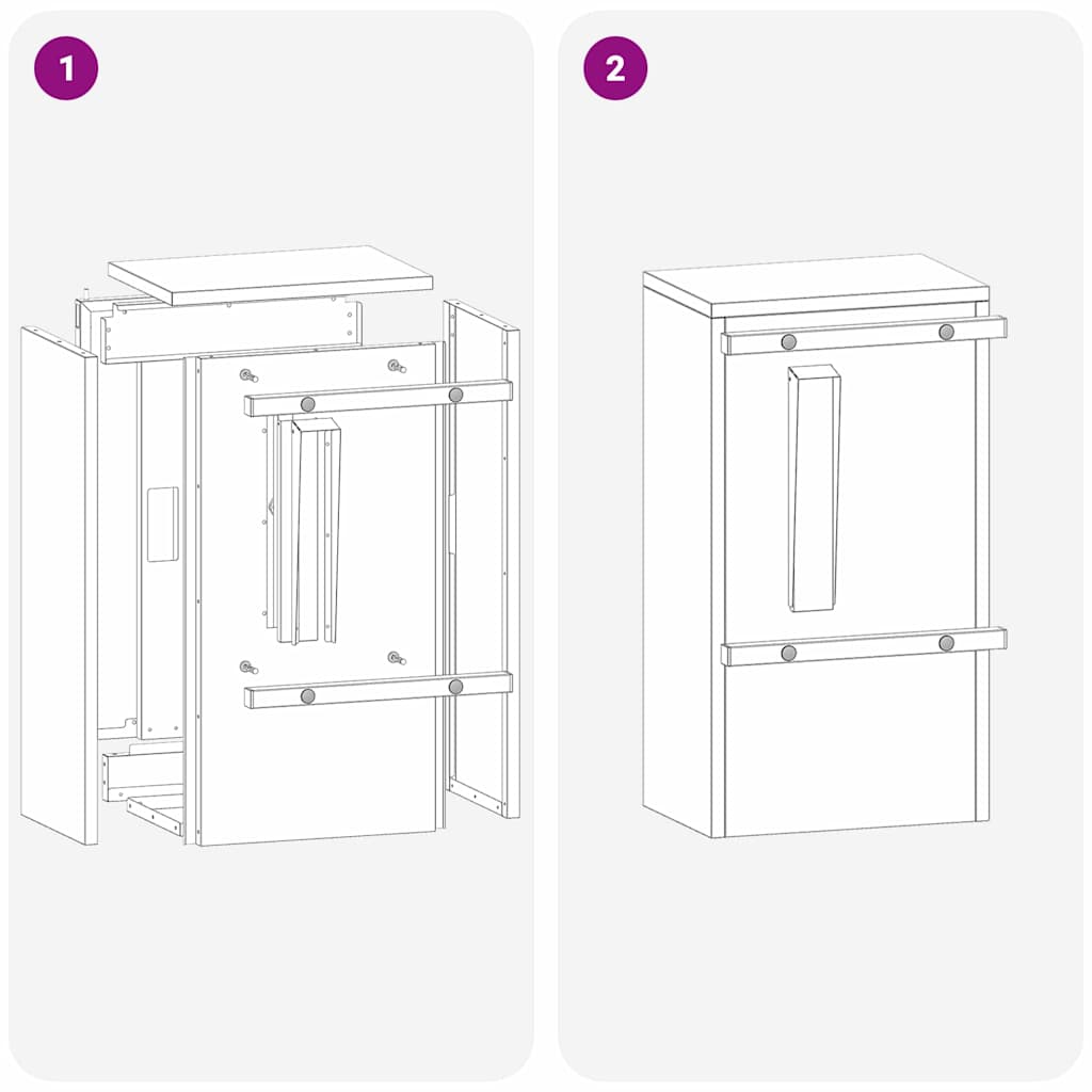 Mailbox with Storage with Door Black 30 x 20 x 55 cm Steel