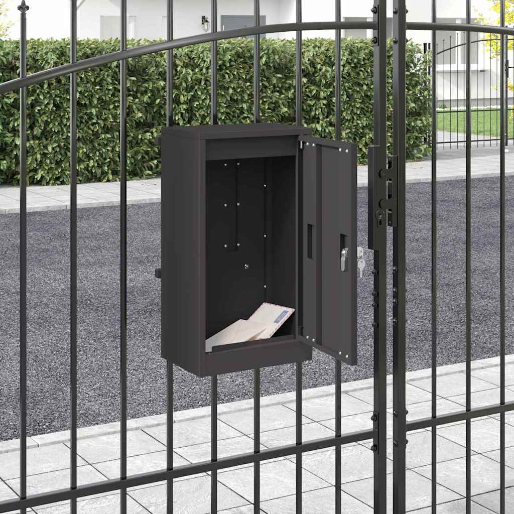 Mailbox with Storage with Door Black 30 x 20 x 55 cm Steel