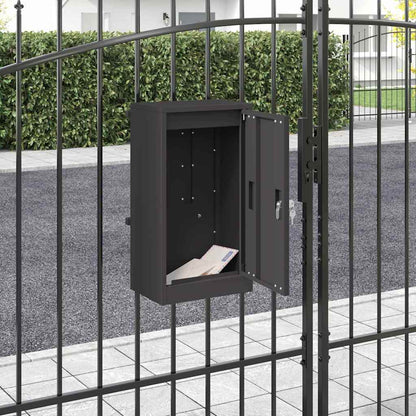 Mailbox with Storage with Door Black 30 x 20 x 55 cm Steel
