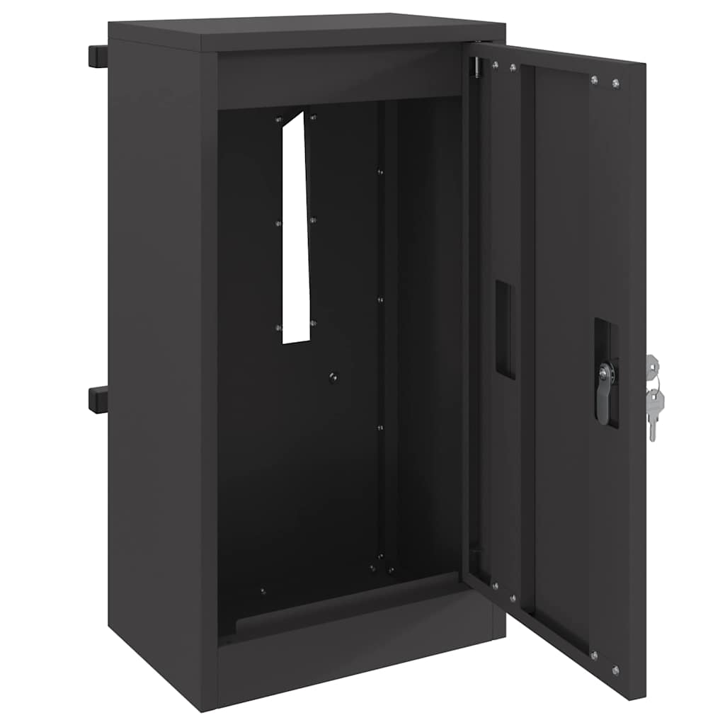 Mailbox with Storage with Door Black 30 x 20 x 55 cm Steel