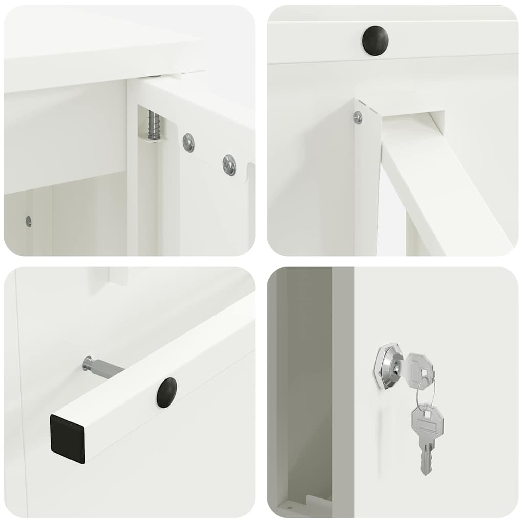 Mailbox with Storage with Door White 30 x 20 x 55 cm Steel