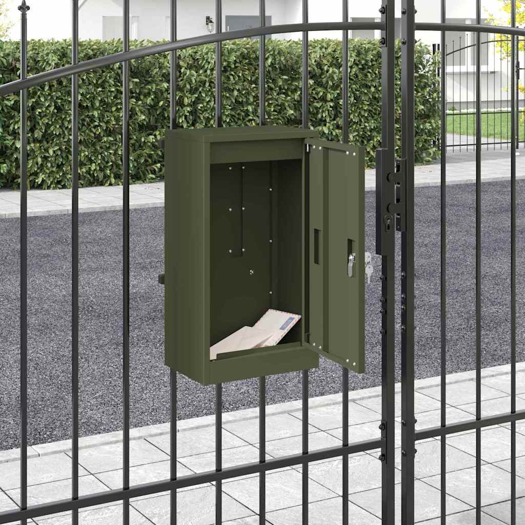 Mailbox with Storage Olive green 30 x 20 x 55 cm Steel