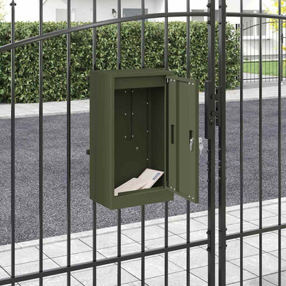 Mailbox with Storage Olive green 30 x 20 x 55 cm Steel