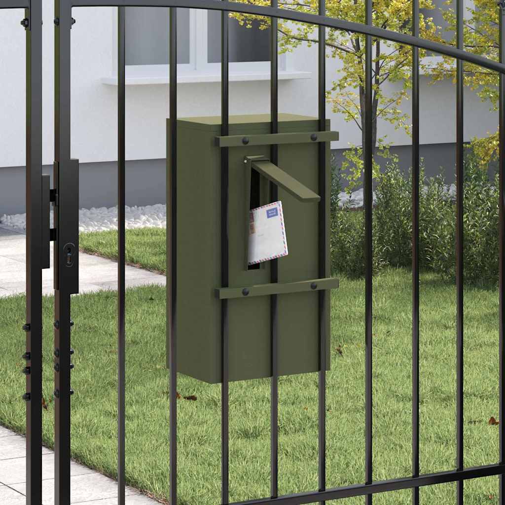 Mailbox with Storage Olive green 30 x 20 x 55 cm Steel