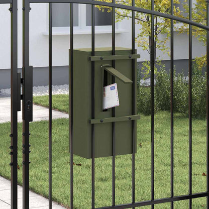 Mailbox with Storage Olive green 30 x 20 x 55 cm Steel