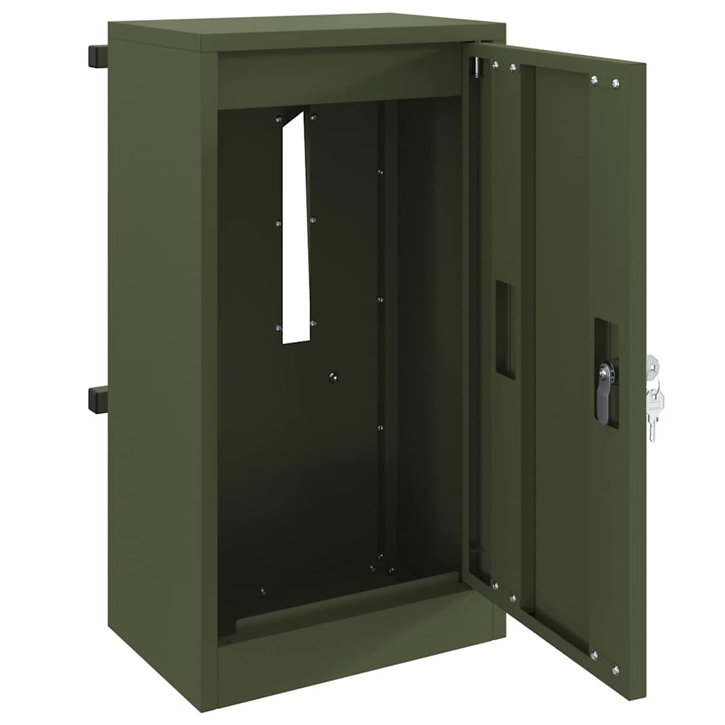 Mailbox with Storage Olive green 30 x 20 x 55 cm Steel