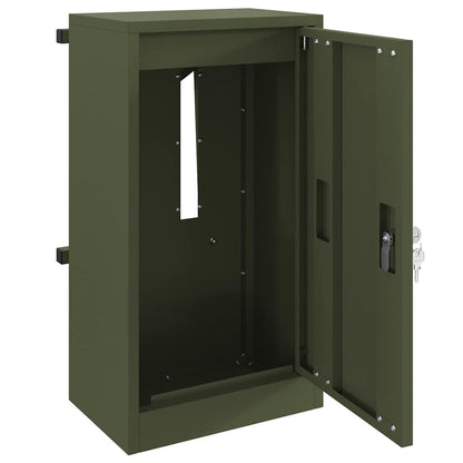 Mailbox with Storage Olive green 30 x 20 x 55 cm Steel
