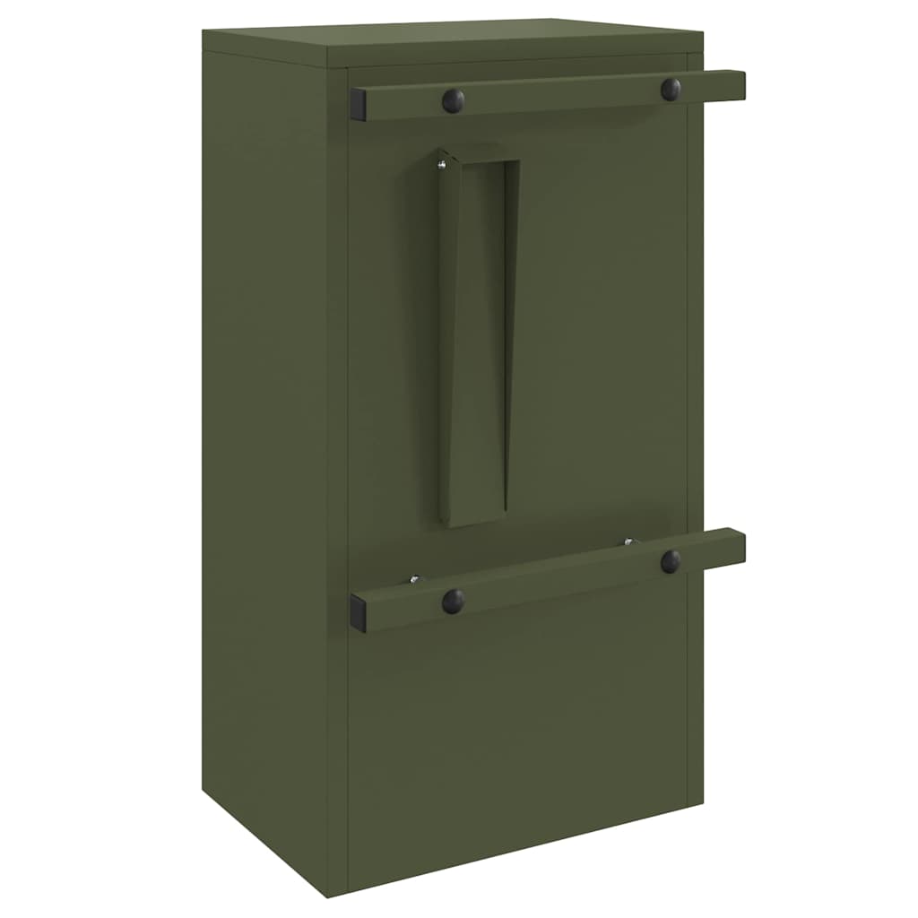 Mailbox with Storage Olive green 30 x 20 x 55 cm Steel