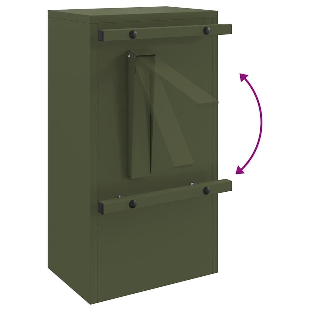 Mailbox with Storage Olive green 30 x 20 x 55 cm Steel