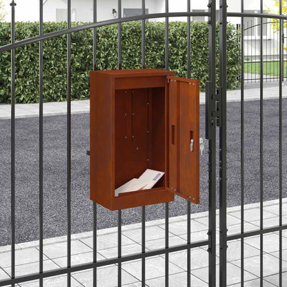Mailbox with Storage Rusty 30 x 20 x 55 cm Weathering Steel
