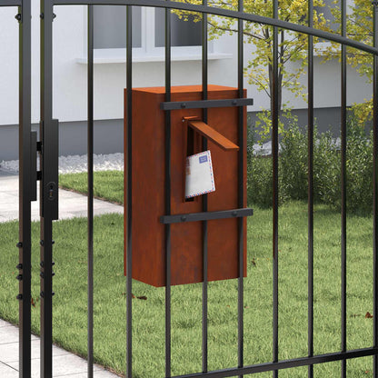 Mailbox with Storage Rusty 30 x 20 x 55 cm Weathering Steel