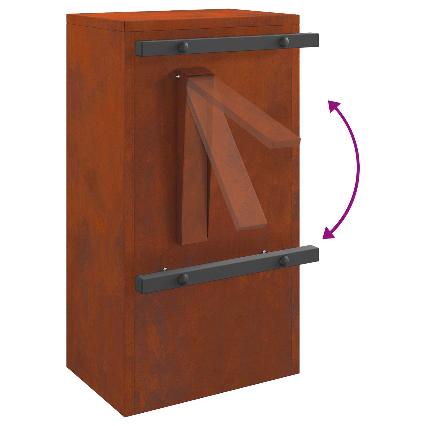 Mailbox with Storage Rusty 30 x 20 x 55 cm Weathering Steel