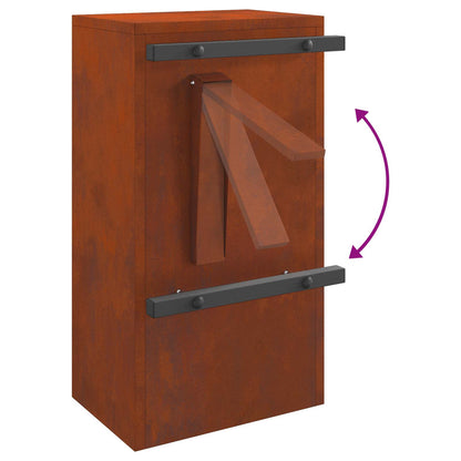 Mailbox with Storage Rusty 30 x 20 x 55 cm Weathering Steel