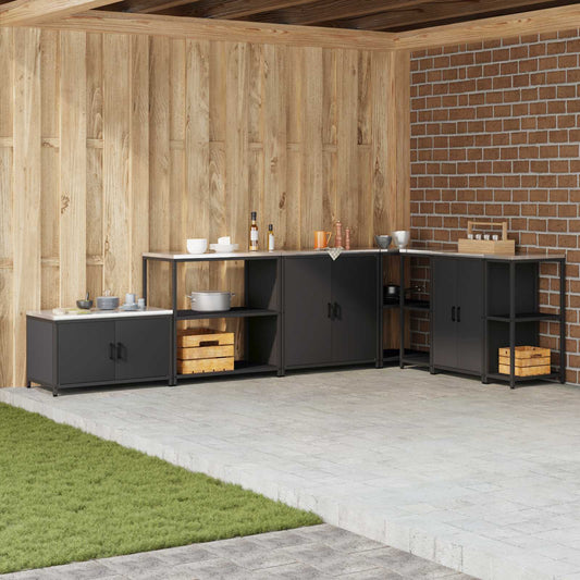 Kitchen Shelving Unit HATTEM Black 90 x 50 x 92 cm Steel