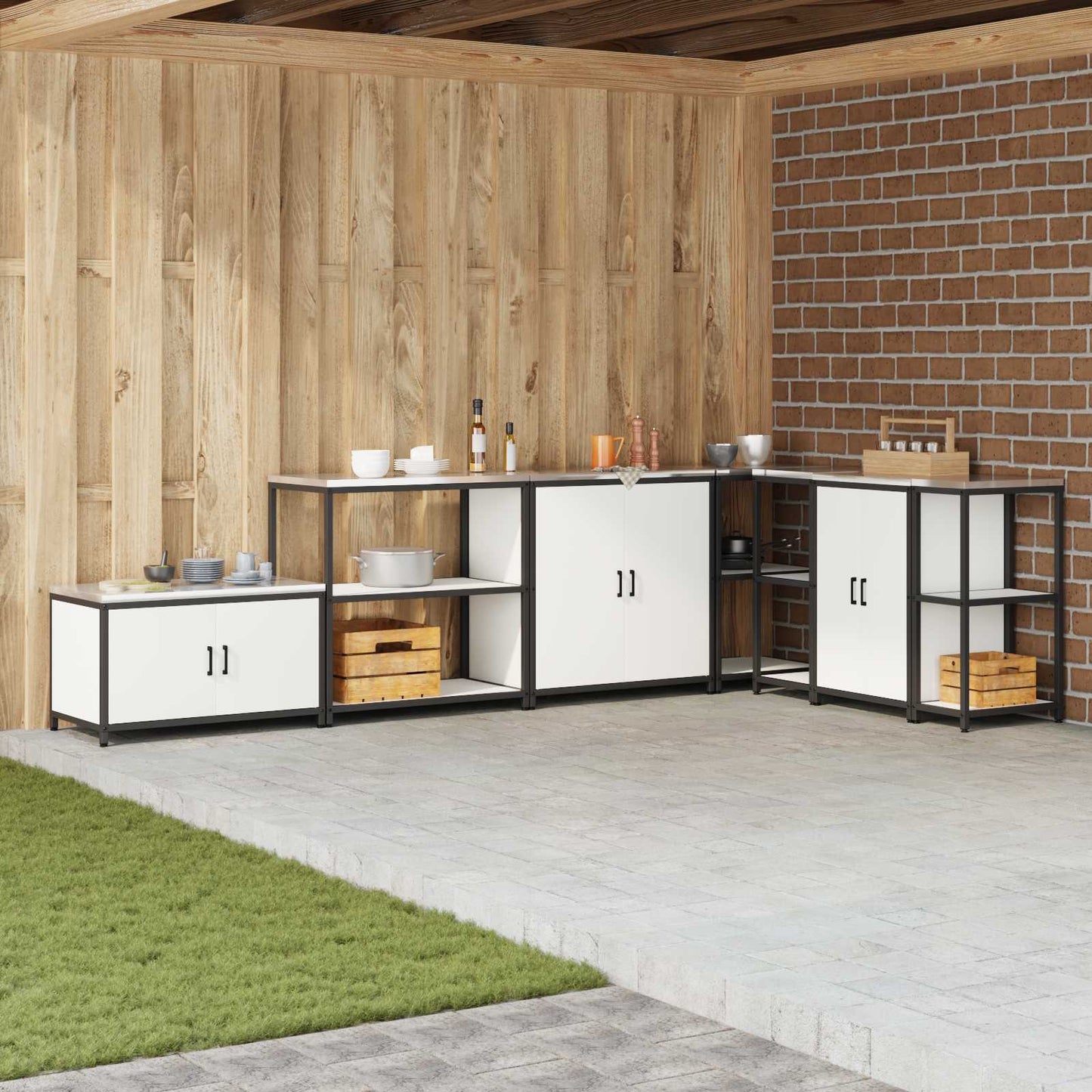 Kitchen Storage HATTEM White 90 x 50 x 92 cm Steel