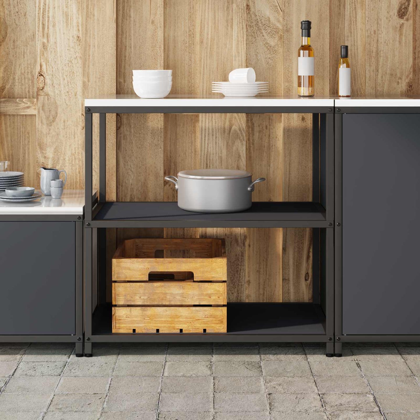 Kitchen Storage HATTEM Anthracite 90 x 50 x 92 cm Steel