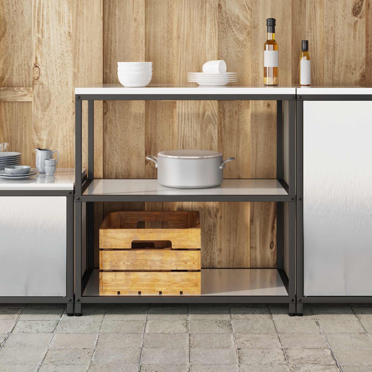 Kitchen Storage HATTEM Silver 90 x 50 x 92 cm Steel