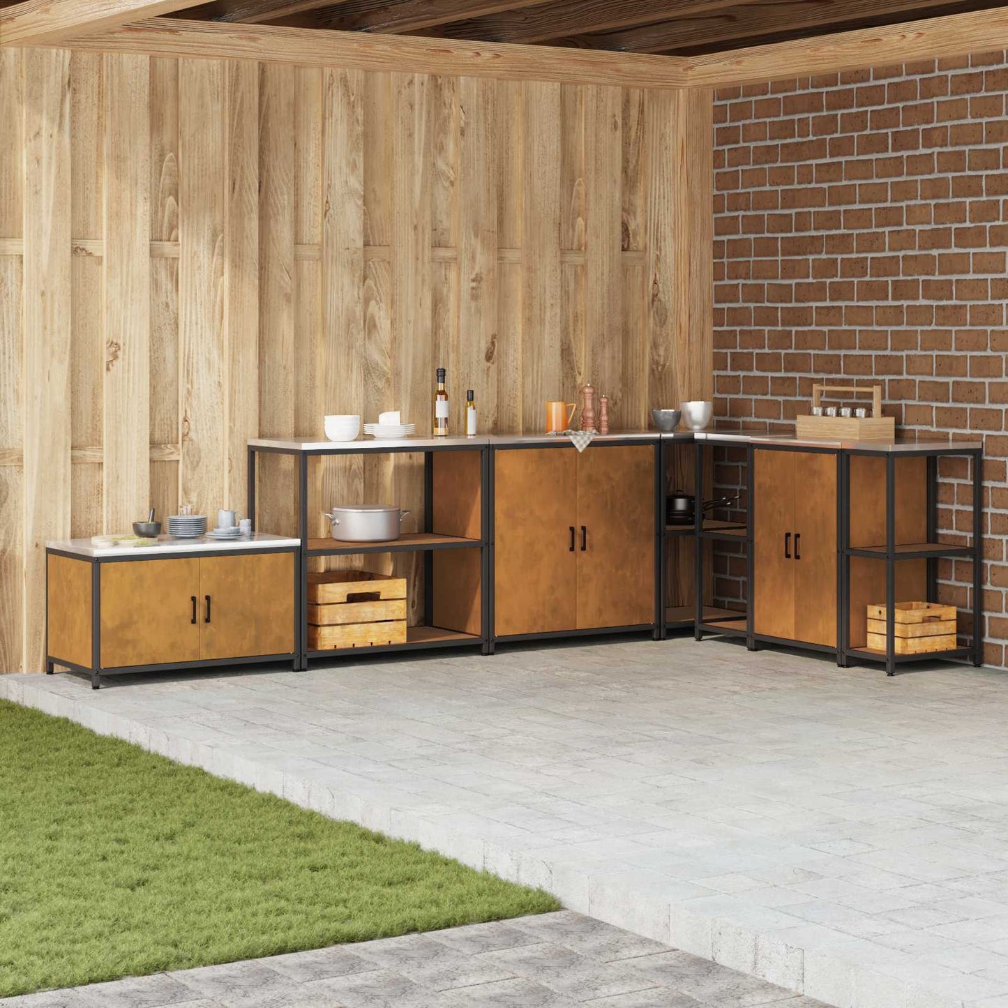 Kitchen Storage HATTEM Rusty 90 x 50 x 92 cm Steel